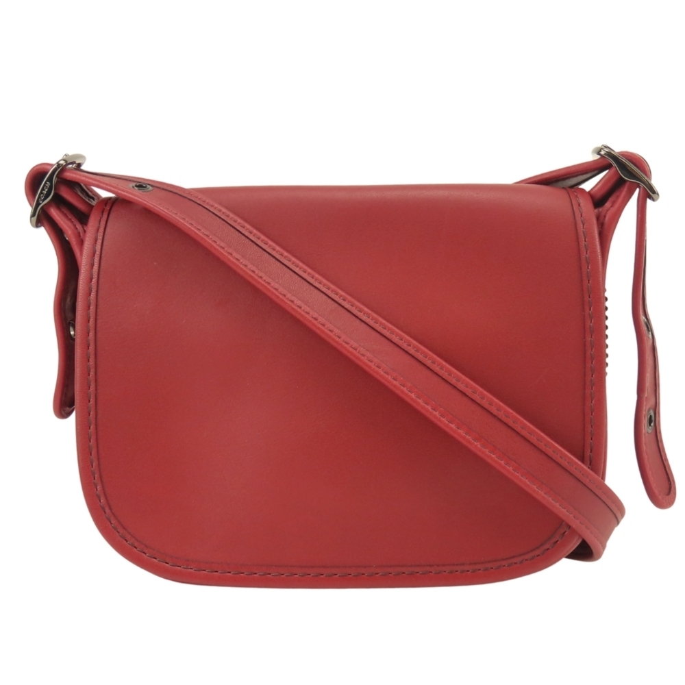 Coach Shoulder Bag 57731 Leather Red Crossbody Pouch Women's COACH
